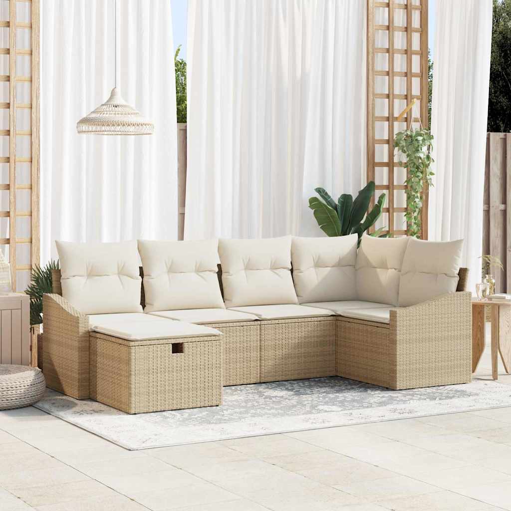 Garten-Sofa-Set 6 pcs Beige 55 x 62 x 69 cm Poly Rattan